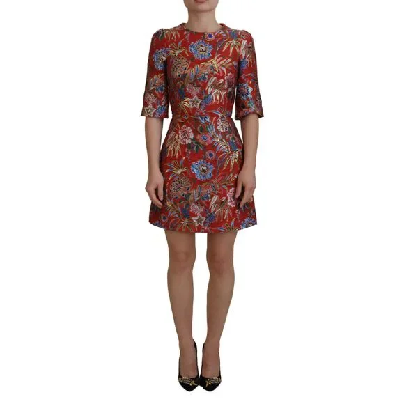 chinese dress ladies Dolce & Gabbana Red Lace Long Sleeve Mini Dress